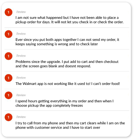 evidence of bug in Walmart app