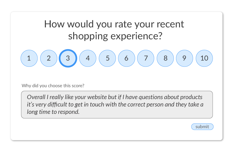sample NPS survey question and response